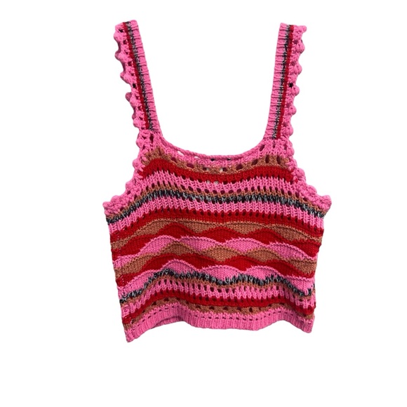 Cotton Emporium Crochet Knit Cropped Tank Top Y2K Summer Boho Chic Small - Picture 2 of 5